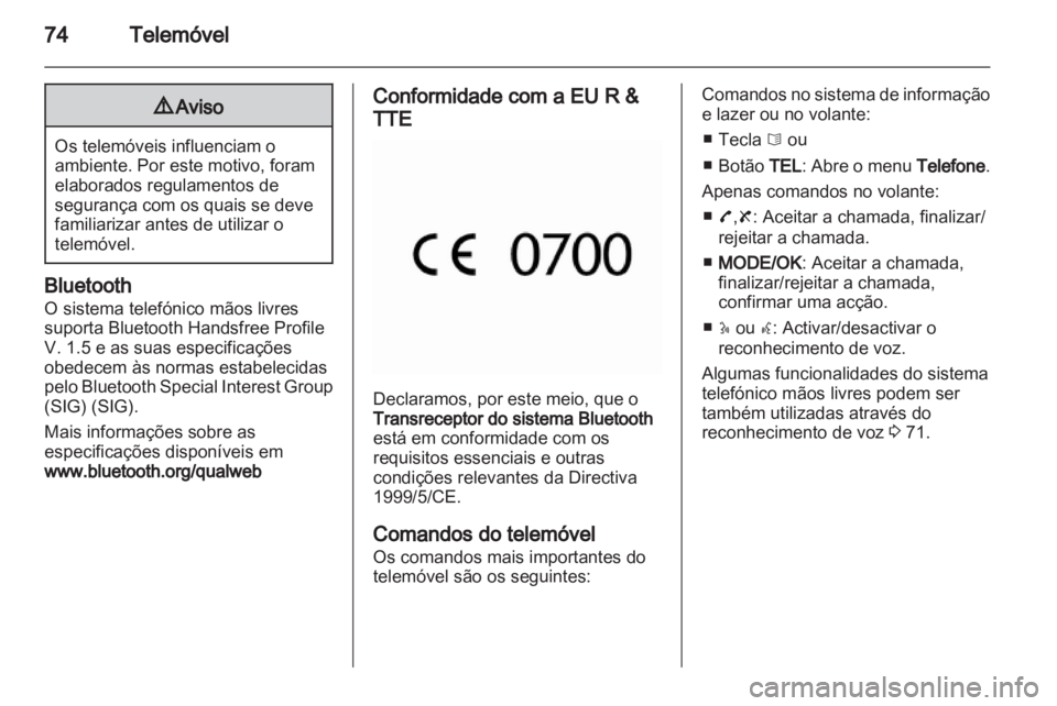 OPEL MOVANO_B 2013.5  Manual de Informação e Lazer (in Portugues) 