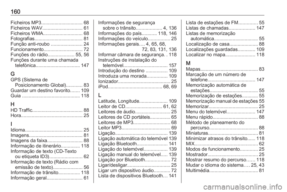 OPEL MOVANO_B 2016 Manual de Informação e Lazer (in Portugues) 160Ficheiros MP3............................... 68
Ficheiros WAV .............................. 61
Ficheiros WMA ............................. 68
Fotografias.................................... 81
Fun OPEL MOVANO_B 2016 Manual de Informação e Lazer (in Portugues) 160Ficheiros MP3............................... 68
Ficheiros WAV .............................. 61
Ficheiros WMA ............................. 68
Fotografias.................................... 81
Fun