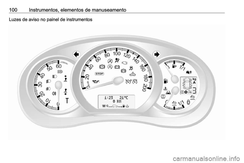 OPEL MOVANO_B 2018 Manual de Instruções (in Portugues) 100Instrumentos, elementos de manuseamentoLuzes de aviso no painel de instrumentos OPEL MOVANO_B 2018 Manual de Instruções (in Portugues) 100Instrumentos, elementos de manuseamentoLuzes de aviso no painel de instrumentos