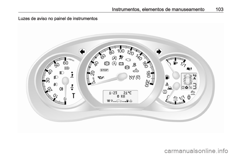 OPEL MOVANO_B 2019 Manual de Instruções (in Portugues) Instrumentos, elementos de manuseamento103Luzes de aviso no painel de instrumentos OPEL MOVANO_B 2019 Manual de Instruções (in Portugues) Instrumentos, elementos de manuseamento103Luzes de aviso no painel de instrumentos