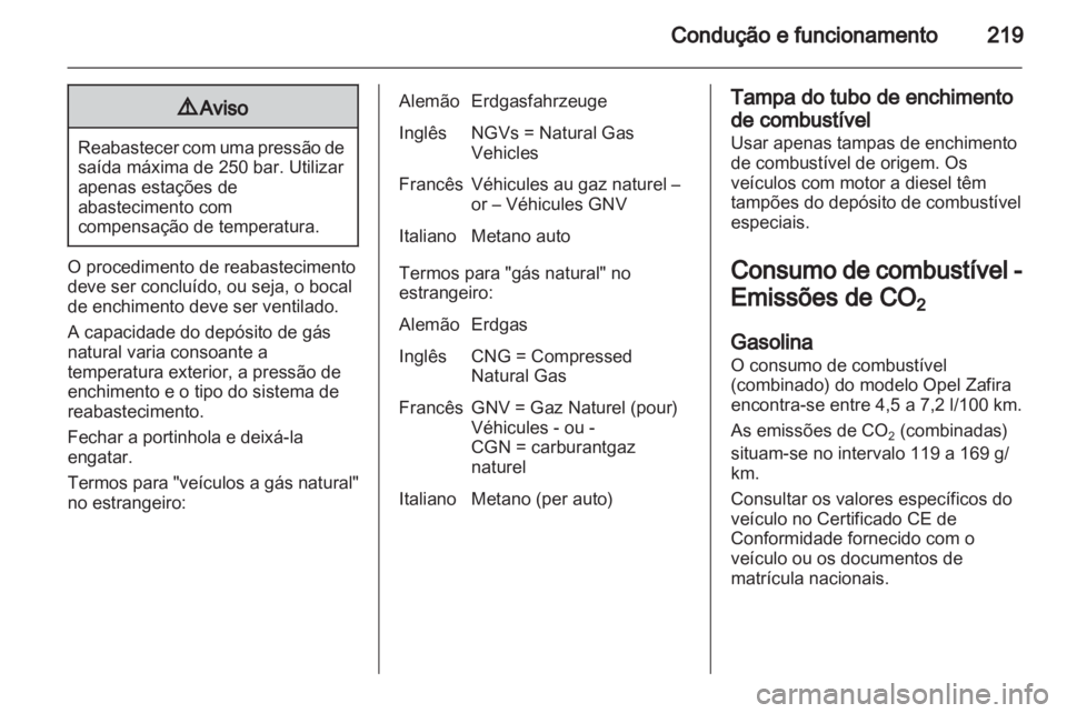 OPEL ZAFIRA TOURER 2012.5  Manual de Instruções (in Portugues) 