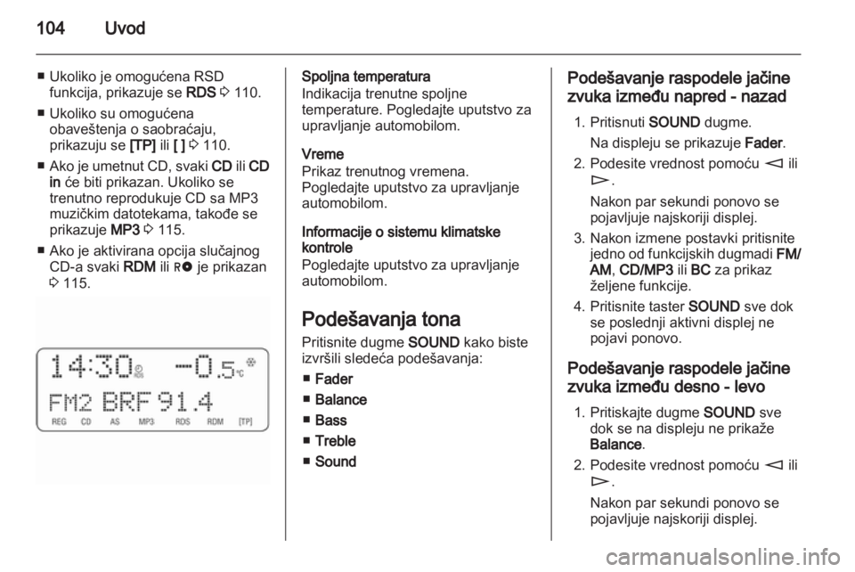 OPEL ANTARA 2012  Uputstvo za rukovanje Infotainment sistemom (in Serbian) 