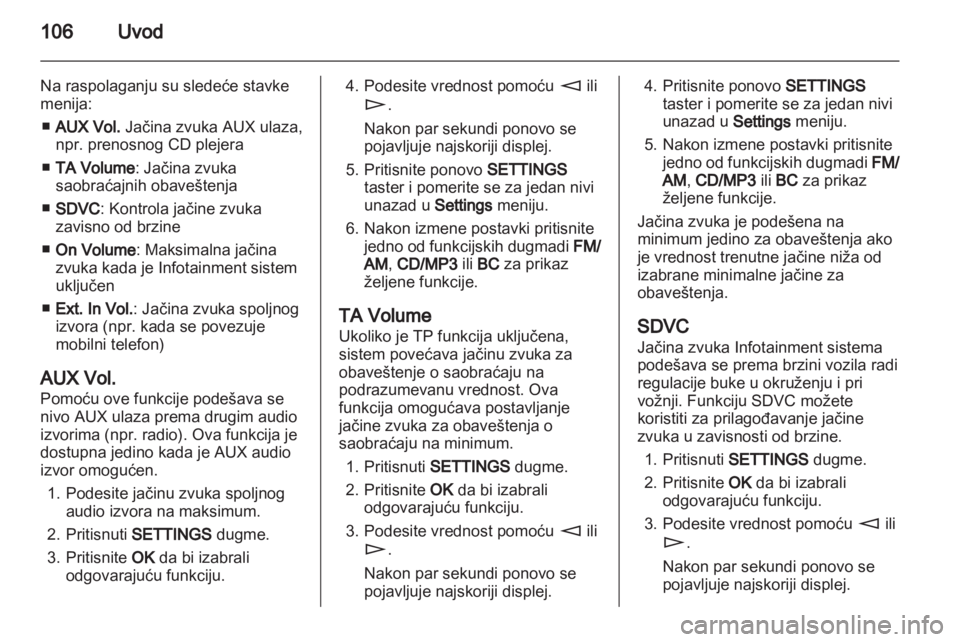 OPEL ANTARA 2012  Uputstvo za rukovanje Infotainment sistemom (in Serbian) 