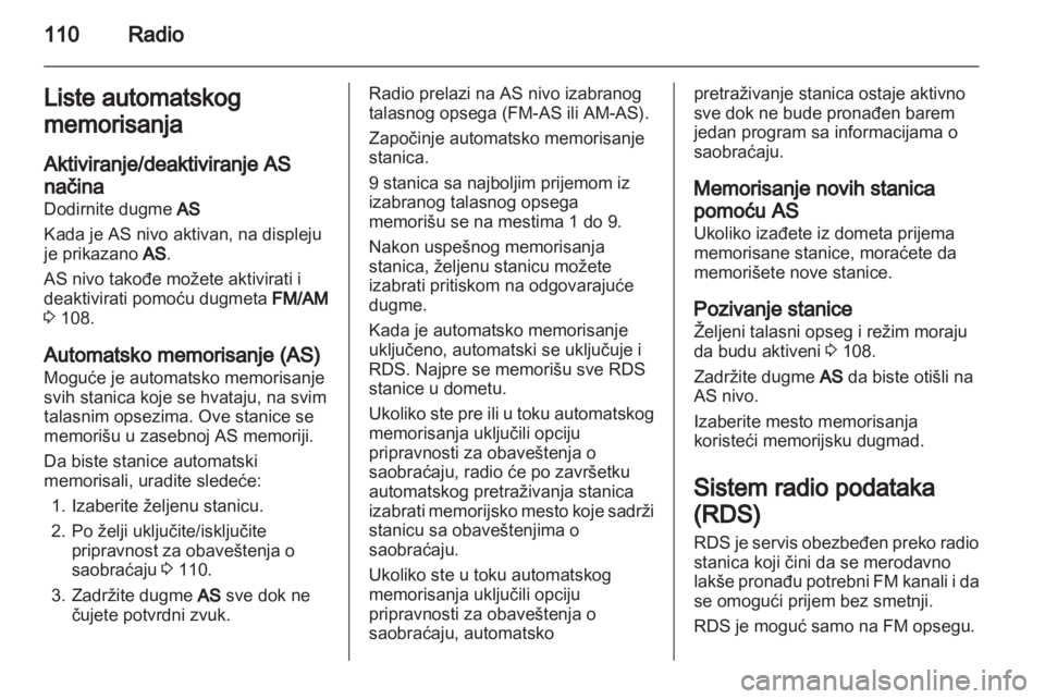 OPEL ANTARA 2012  Uputstvo za rukovanje Infotainment sistemom (in Serbian) 