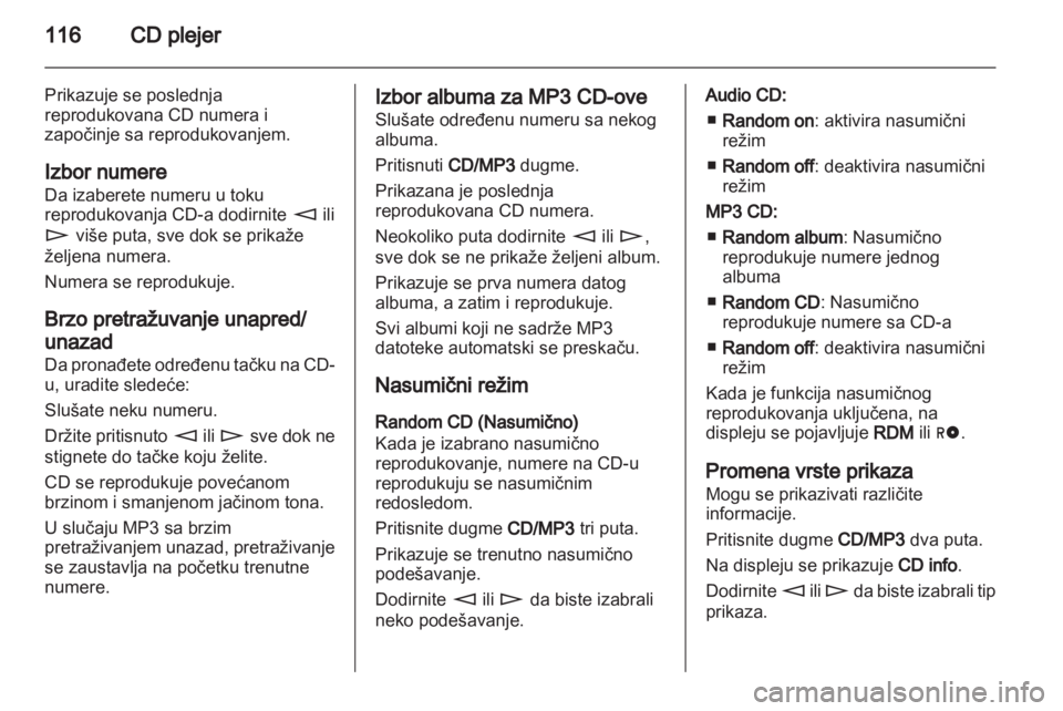 OPEL ANTARA 2012  Uputstvo za rukovanje Infotainment sistemom (in Serbian) 