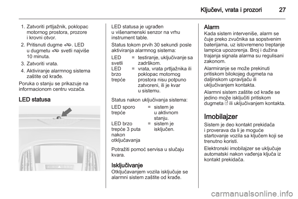 OPEL ASTRA J 2011  Uputstvo za upotrebu (in Serbian) 