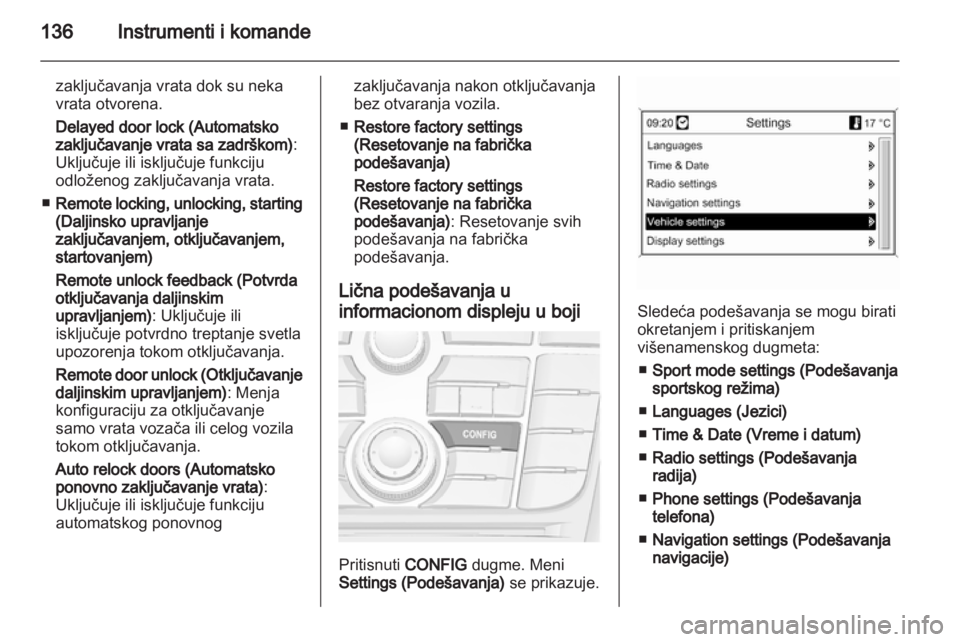 OPEL ASTRA J 2013  Uputstvo za upotrebu (in Serbian) 