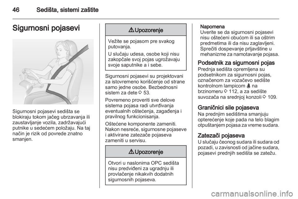 OPEL ASTRA J 2013  Uputstvo za upotrebu (in Serbian) 