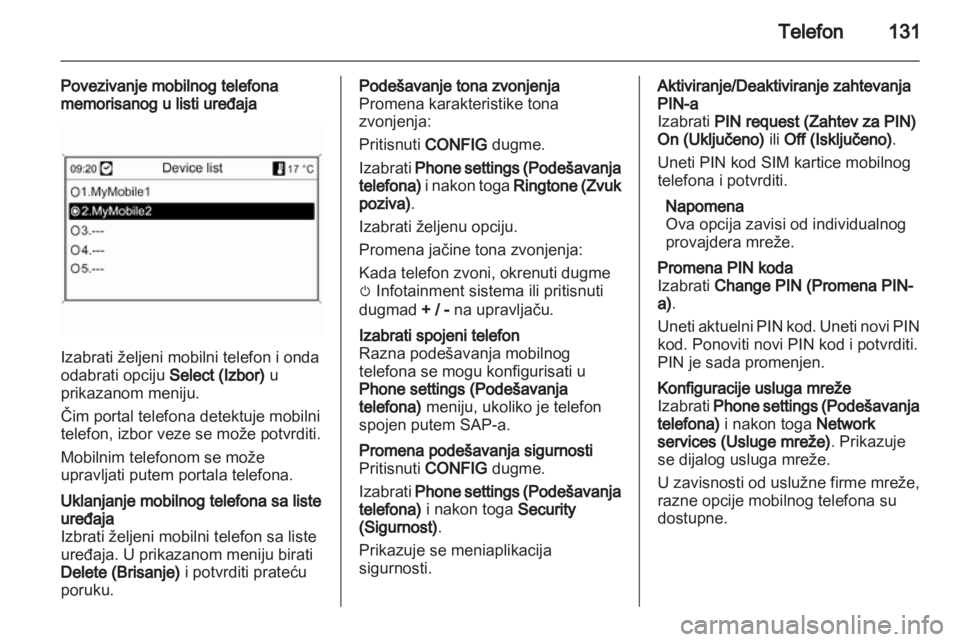 OPEL ASTRA J 2013.5  Uputstvo za rukovanje Infotainment sistemom (in Serbian) 