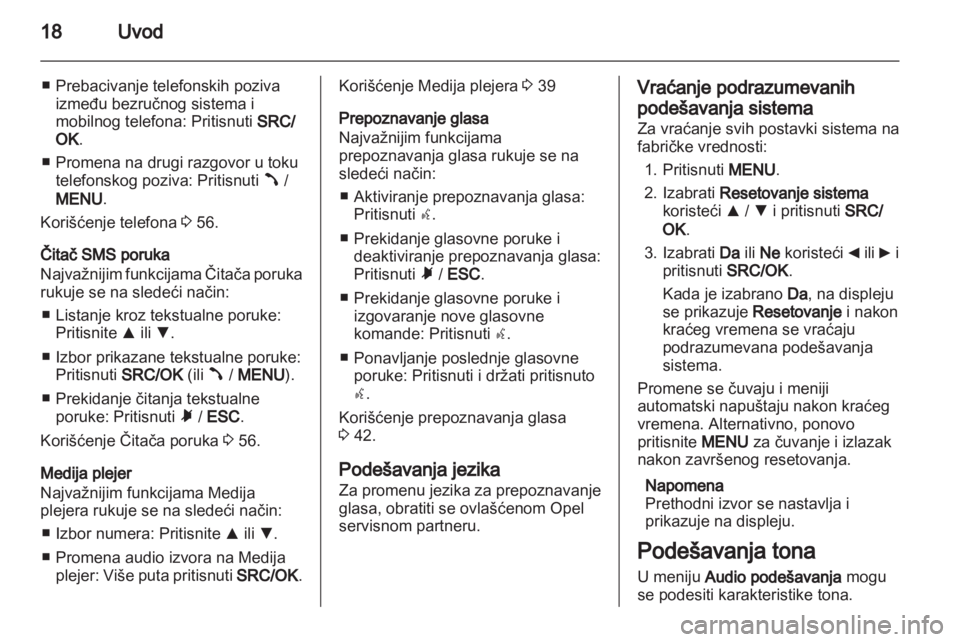 OPEL COMBO D 2013  Uputstvo za rukovanje Infotainment sistemom (in Serbian) 