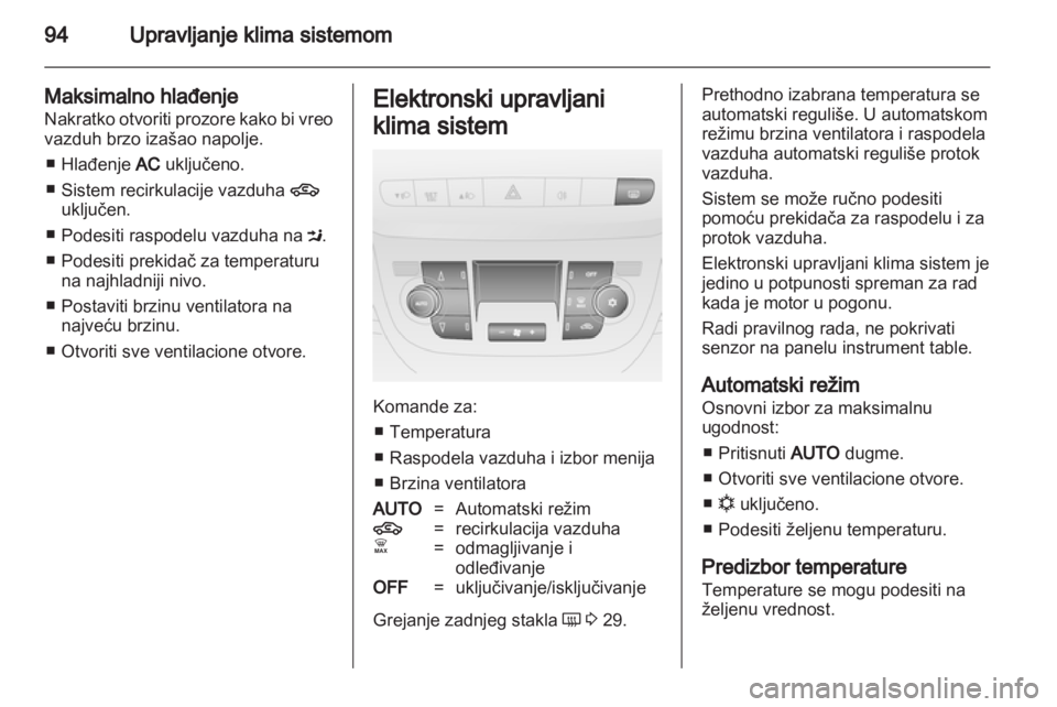 OPEL COMBO D 2013 Uputstvo za upotrebu (in Serbian) OPEL COMBO D 2013 Uputstvo za upotrebu (in Serbian)