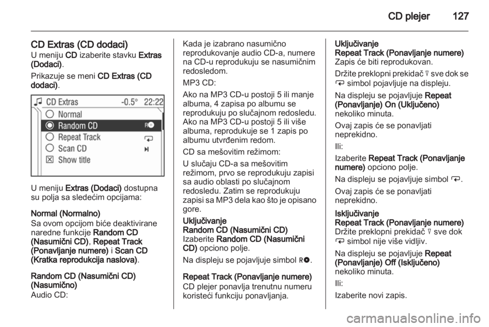 OPEL CORSA 2013.5  Uputstvo za rukovanje Infotainment sistemom (in Serbian) 
