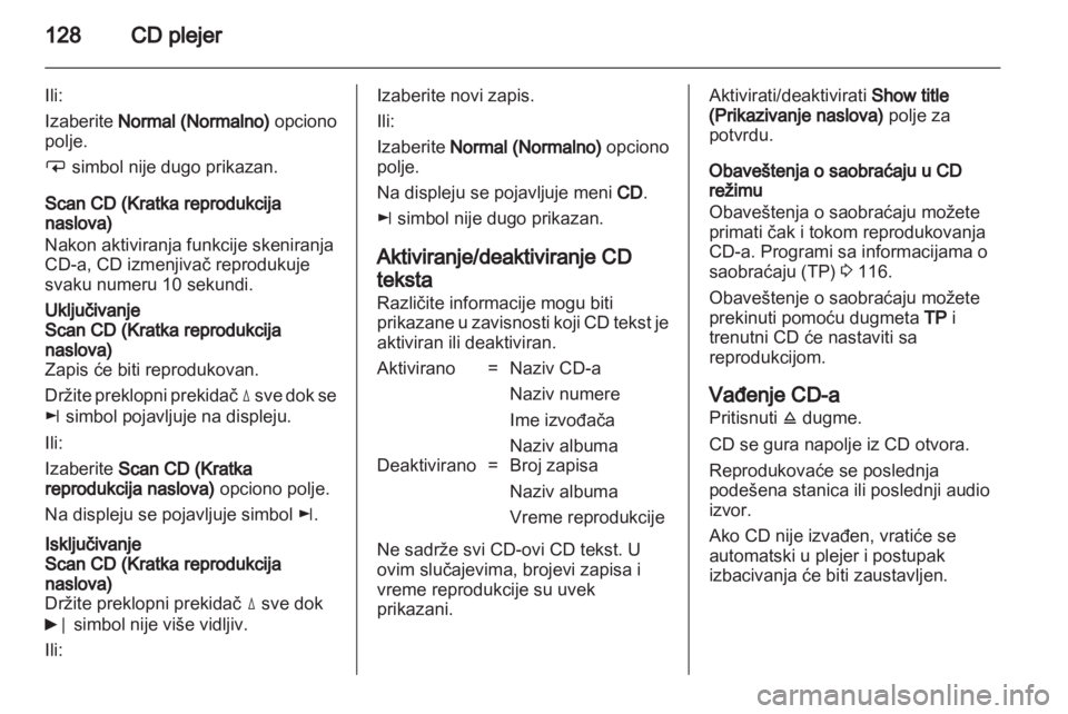 OPEL CORSA 2013.5  Uputstvo za rukovanje Infotainment sistemom (in Serbian) 