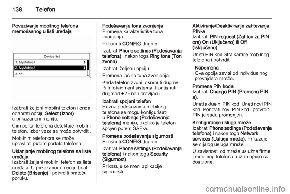 OPEL MERIVA 2012  Uputstvo za rukovanje Infotainment sistemom (in Serbian) 