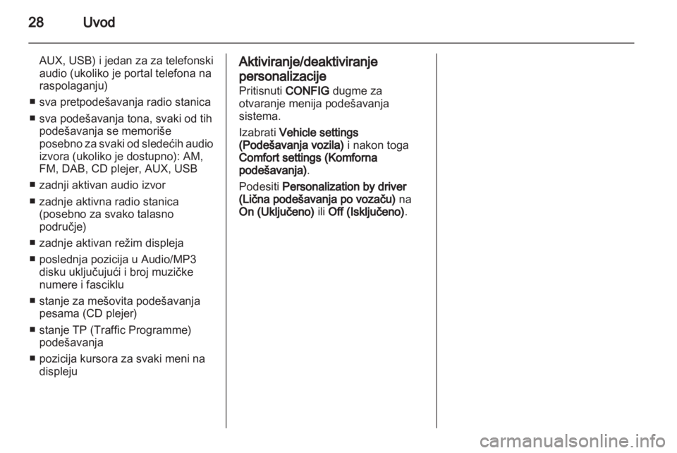 OPEL MERIVA 2012.5  Uputstvo za rukovanje Infotainment sistemom (in Serbian) 