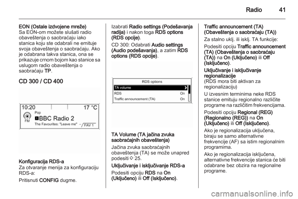 OPEL MERIVA 2012.5 Uputstvo za rukovanje Infotainment sistemom (in Serbian) OPEL MERIVA 2012.5 Uputstvo za rukovanje Infotainment sistemom (in Serbian)