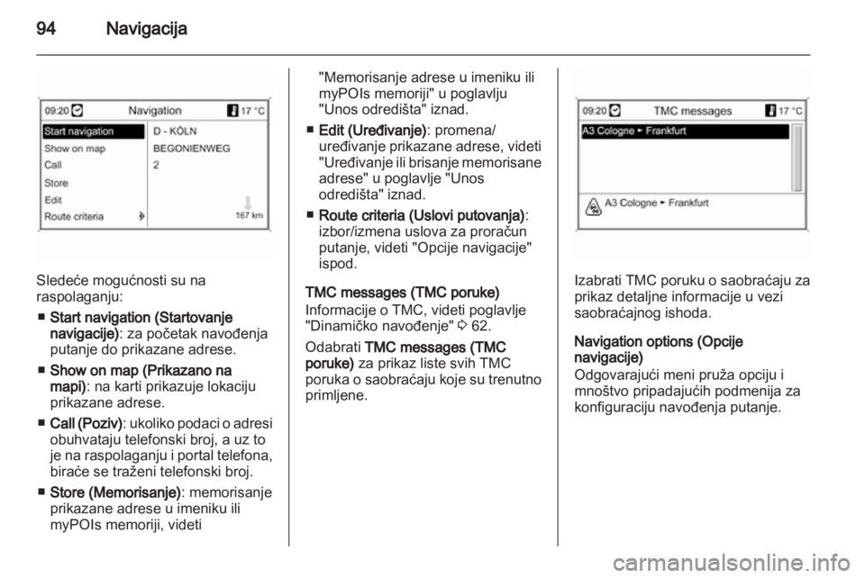 OPEL MERIVA 2012.5 Uputstvo za rukovanje Infotainment sistemom (in Serbian) OPEL MERIVA 2012.5 Uputstvo za rukovanje Infotainment sistemom (in Serbian)