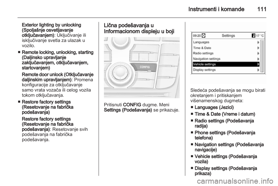 OPEL MERIVA 2013.5  Uputstvo za upotrebu (in Serbian) 