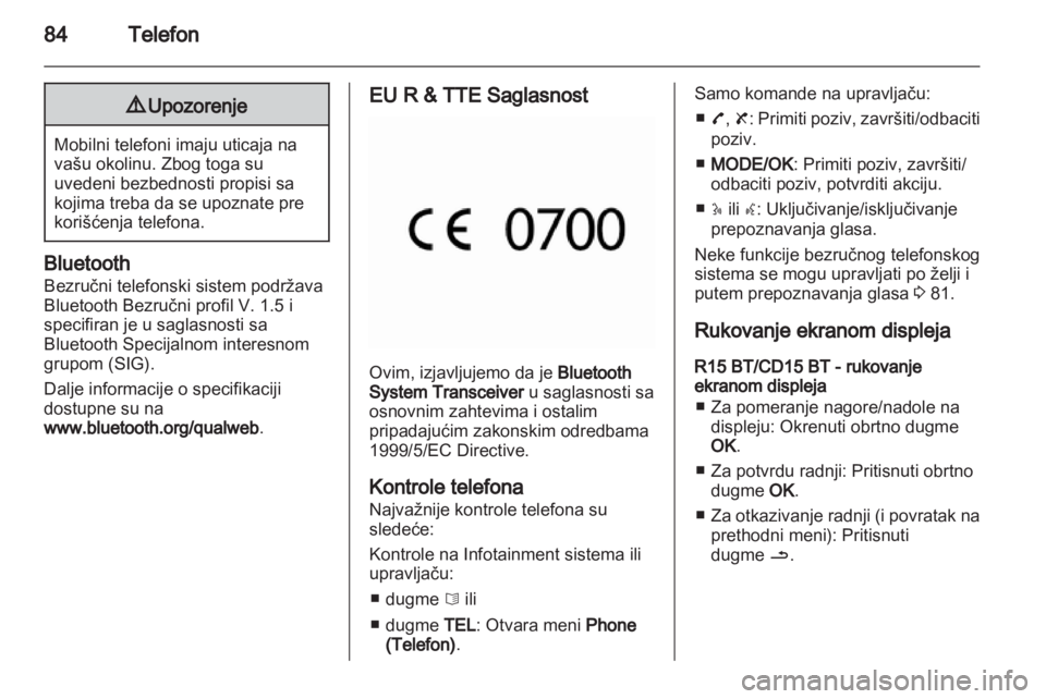 OPEL MOVANO_B 2012.5  Uputstvo za rukovanje Infotainment sistemom (in Serbian) 