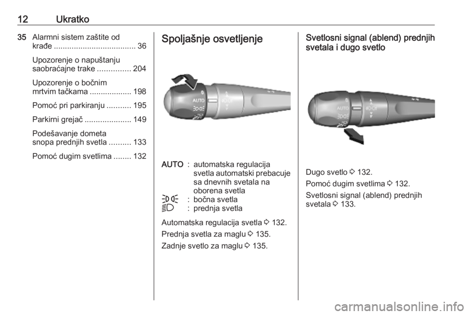 OPEL VIVARO C 2020  Uputstvo za upotrebu (in Serbian) 12Ukratko35Alarmni sistem zaštite od
krađe ..................................... 36
Upozorenje o napuštanju
saobraćajne trake ...............204
Upozorenje o bočnim
mrtvim tačkama ..............