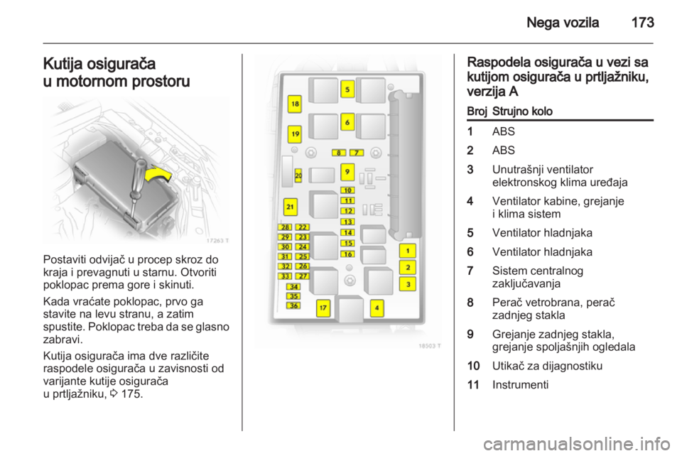 OPEL ZAFIRA 2012  Uputstvo za upotrebu (in Serbian) 