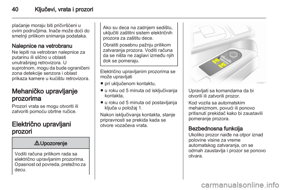OPEL ZAFIRA 2013  Uputstvo za upotrebu (in Serbian) 