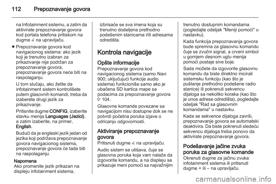 OPEL ZAFIRA C 2013  Uputstvo za rukovanje Infotainment sistemom (in Serbian) 