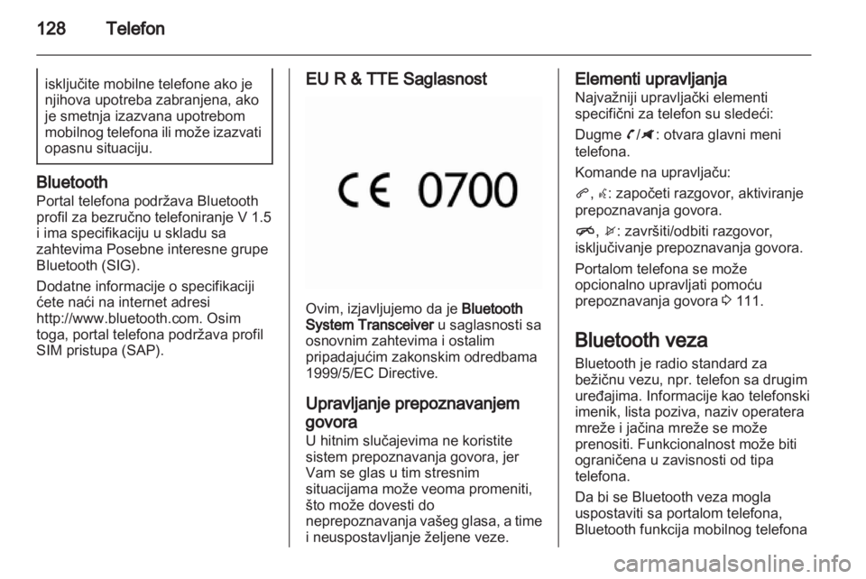 OPEL ZAFIRA C 2013  Uputstvo za rukovanje Infotainment sistemom (in Serbian) 