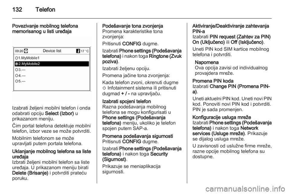OPEL ZAFIRA C 2013  Uputstvo za rukovanje Infotainment sistemom (in Serbian) 