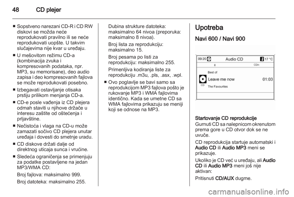 OPEL ZAFIRA B 2013  Uputstvo za rukovanje Infotainment sistemom (in Serbian) 