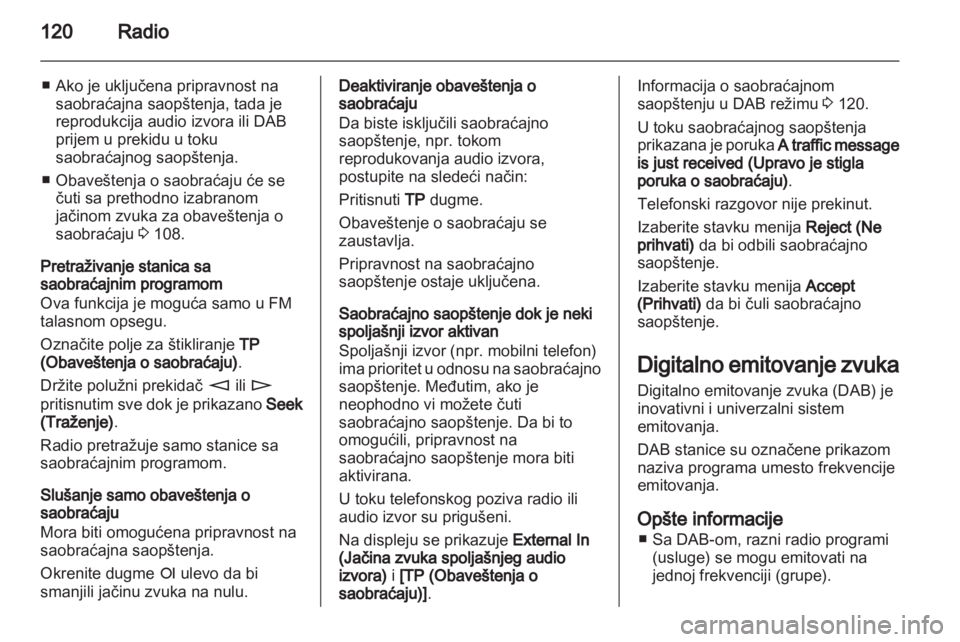 OPEL ZAFIRA B 2014 Uputstvo za rukovanje Infotainment sistemom (in Serbian) OPEL ZAFIRA B 2014 Uputstvo za rukovanje Infotainment sistemom (in Serbian)