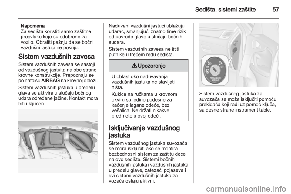 OPEL ZAFIRA TOURER 2012.5  Uputstvo za upotrebu (in Serbian) 