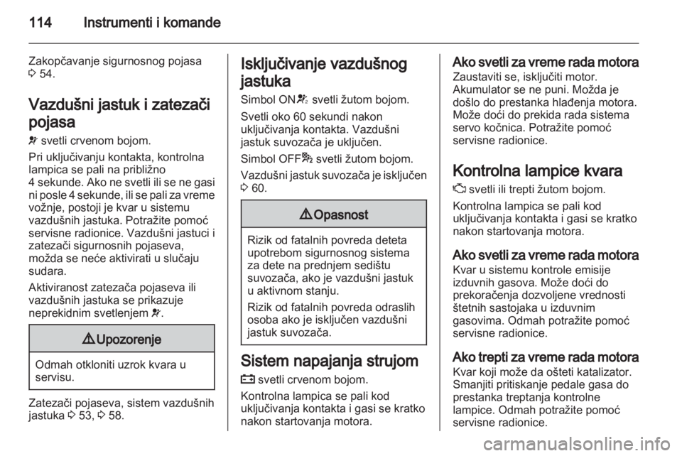 OPEL ZAFIRA TOURER 2013.5  Uputstvo za upotrebu (in Serbian) 