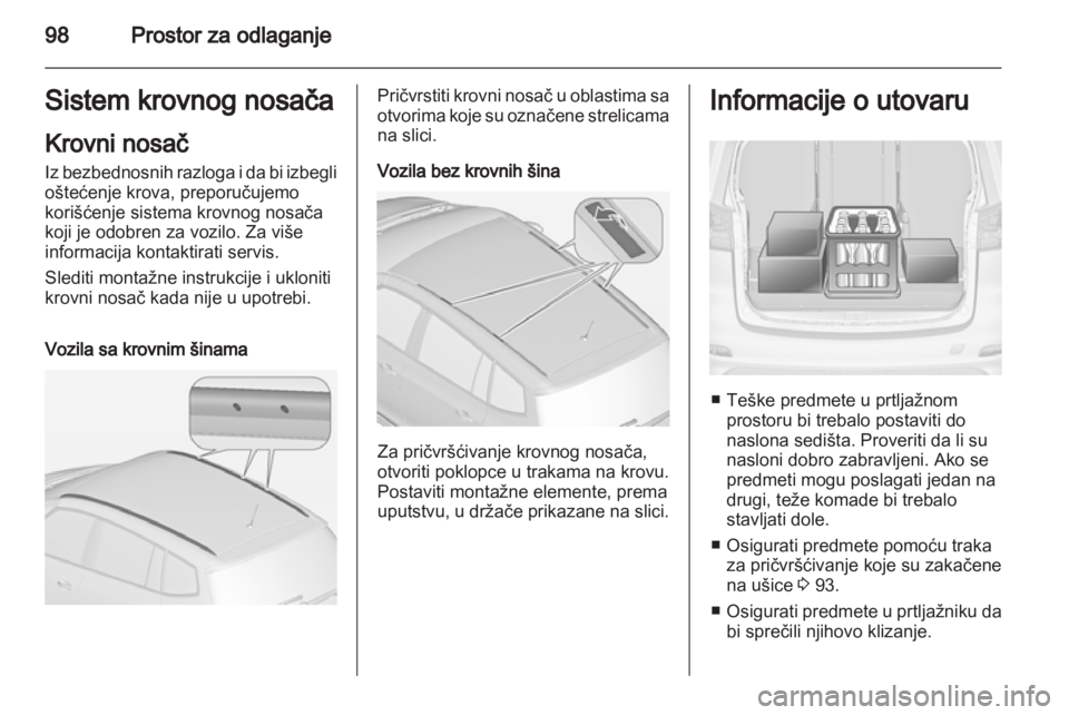 OPEL ZAFIRA TOURER 2013.5  Uputstvo za upotrebu (in Serbian) 