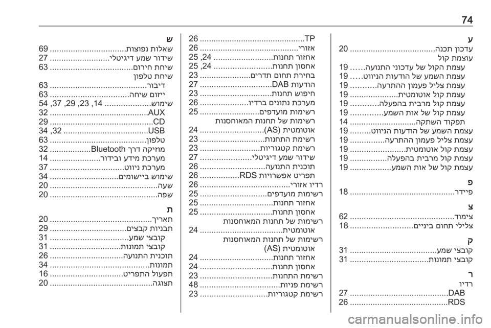OPEL ASTRA J 2016 מערכת מידע ובידור 74ע
ןוכדע
הנכת
.....................................
20
תמצוע
לוק
תמצע
לוקה
לש
ינוכדע
העונתה
......
19
תמצע
עמשה
לש
תועדוה
OPEL ASTRA J 2016 מערכת מידע ובידור 74ע
ןוכדע
הנכת
.....................................
20
תמצוע
לוק
תמצע
לוקה
לש
ינוכדע
העונתה
......
19
תמצע
עמשה
לש
תועדוה