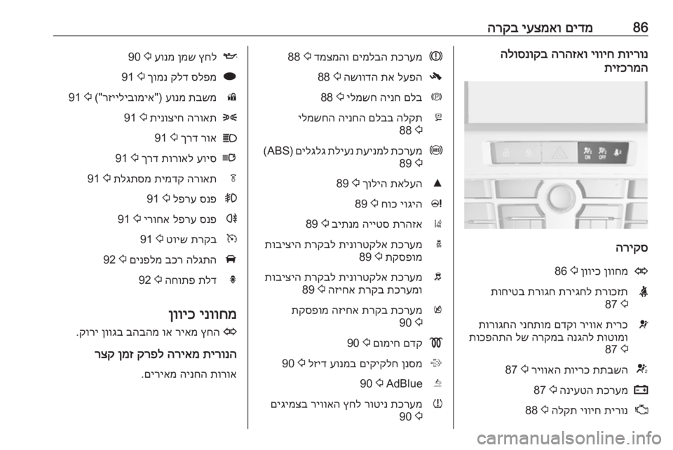 OPEL CASCADA 2016.5 ספר הנהג 86םידמ
יעצמאו
הרקבתוירונ
יוויח
הרהזאו
הלוסנוקב
תיזכרמה
הריקס
Oןווחמ
ןוויכ
2
86Xתרוכזת
תריגחל
תרוגח
ת OPEL CASCADA 2016.5 ספר הנהג 86םידמ
יעצמאו
הרקבתוירונ
יוויח
הרהזאו
הלוסנוקב
תיזכרמה
הריקס
Oןווחמ
ןוויכ
2
86Xתרוכזת
תריגחל
תרוגח
ת