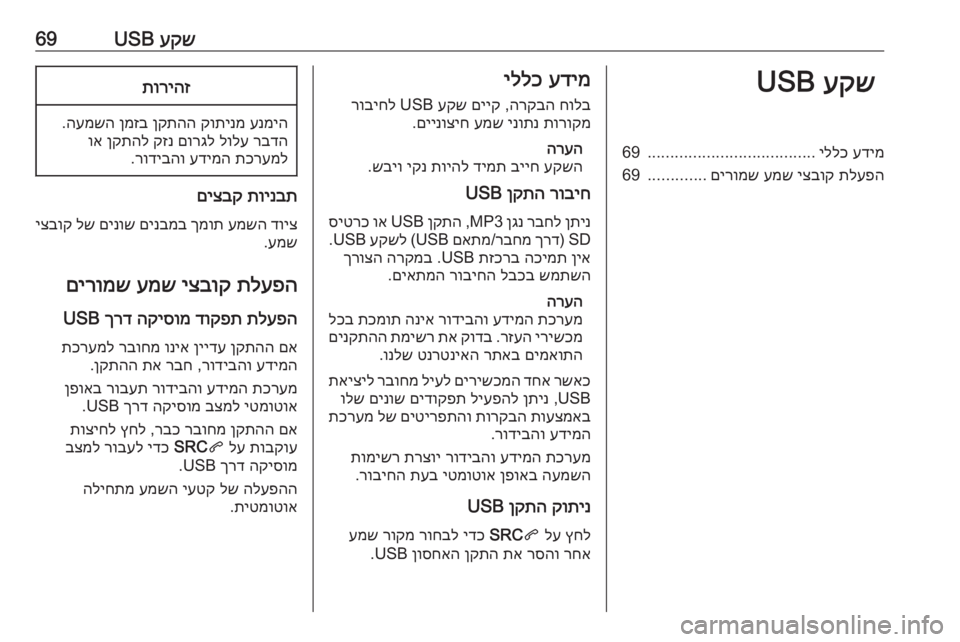 OPEL COMBO E 2019 מערכת מידע ובידור עקש
USB69עקש
USBעדימ
יללכ
.....................................
69
תלעפה
יצבוק
עמש
םירומש
.............
69עדימ
יללכ
חולב
הרקבה
,
םיי OPEL COMBO E 2019 מערכת מידע ובידור עקש
USB69עקש
USBעדימ
יללכ
.....................................
69
תלעפה
יצבוק
עמש
םירומש
.............
69עדימ
יללכ
חולב
הרקבה
,
םיי
