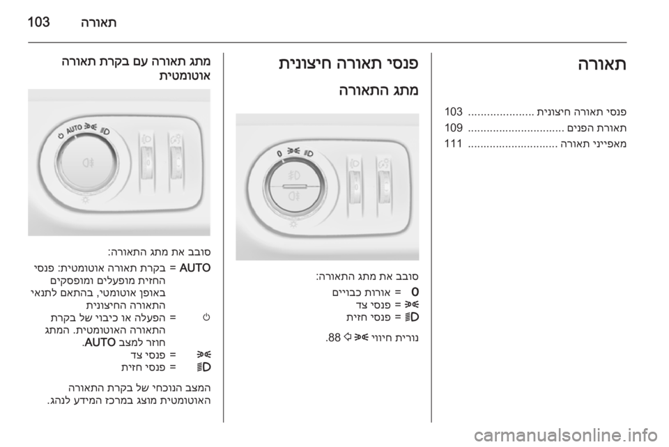 OPEL CORSA 2015 ספר הנהג הרואת103הרואתיסנפ
הרואת
תינוציח
.....................
103
תרואת
םינפה
...............................
109
ינייפאמ
הרואת
........................ OPEL CORSA 2015 ספר הנהג הרואת103הרואתיסנפ
הרואת
תינוציח
.....................
103
תרואת
םינפה
...............................
109
ינייפאמ
הרואת
........................