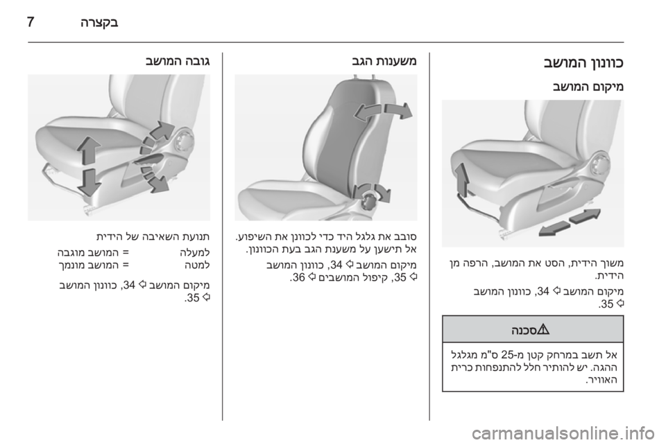 OPEL CORSA 2015  ספר הנהג הרצקב7ןונווכ
 
בשומה
םוקימ
 
בשומה
ךושמ
 
תידיה
 ,
טסה
 
תא
 
בשומה
 ,
הפרה
 
ןמ
תידיה
.
םוקימ
 
בשומה
 
2
 34 ,
ןונווכ
 
בשו