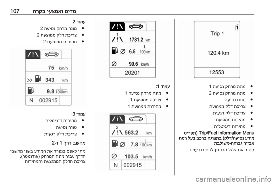 OPEL MERIVA 2016.5 ספר הנהג םידמ
יעצמאו
הרקב107
●
הנומ
קחרמ
העיסנ
1
●
הנומ
קחרמ
העיסנ
2
●
חווט
העיסנ
●
תכירצ
קלד
תעצוממ
●
תכירצ
OPEL MERIVA 2016.5 ספר הנהג םידמ
יעצמאו
הרקב107
●
הנומ
קחרמ
העיסנ
1
●
הנומ
קחרמ
העיסנ
2
●
חווט
העיסנ
●
תכירצ
קלד
תעצוממ
●
תכירצ
