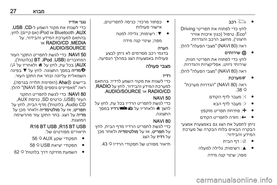 OPEL MOVANO_B 2016 מערכת מידע ובידור אובמ27●
G
בכר
ץחל
ידכ
חותפל
תא
יטירפת
Driving
Eco2
,
לופיט
)
ןוגכ
תוכיא
ריווא
ינוציח
,(
בשחמ
בכרה
תורדגהו
.
ה OPEL MOVANO_B 2016 מערכת מידע ובידור אובמ27●
G
בכר
ץחל
ידכ
חותפל
תא
יטירפת
Driving
Eco2
,
לופיט
)
ןוגכ
תוכיא
ריווא
ינוציח
,(
בשחמ
בכרה
תורדגהו
.
ה