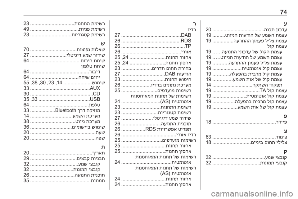 OPEL ZAFIRA C 2016 מערכת מידע ובידור 74ע
ןוכדע
הנכת
.....................................
20
תמצע
עמשה
לש
תועדוה
טווינה
.........
19
תמצע
לילצ
ןומעפ
הערתהה
.............. OPEL ZAFIRA C 2016 מערכת מידע ובידור 74ע
ןוכדע
הנכת
.....................................
20
תמצע
עמשה
לש
תועדוה
טווינה
.........
19
תמצע
לילצ
ןומעפ
הערתהה
..............
