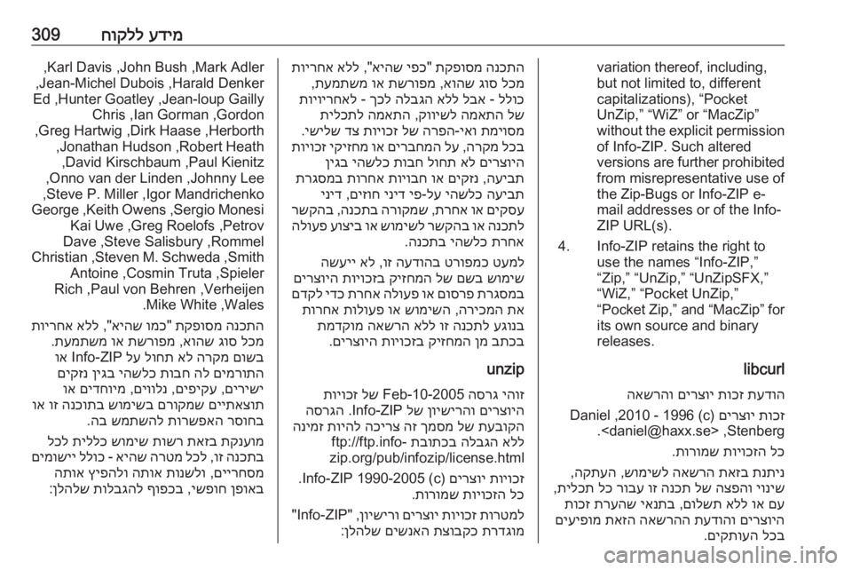 OPEL ZAFIRA C 2018 ספר הנהג עדימ
חוקלל309variation thereof, including,
but not limited to, different
capitalizations), “Pocket
UnZip,” “WiZ” or “MacZip”
without the explicit permission of Info-ZIP. Such al OPEL ZAFIRA C 2018 ספר הנהג עדימ
חוקלל309variation thereof, including,
but not limited to, different
capitalizations), “Pocket
UnZip,” “WiZ” or “MacZip”
without the explicit permission of Info-ZIP. Such al