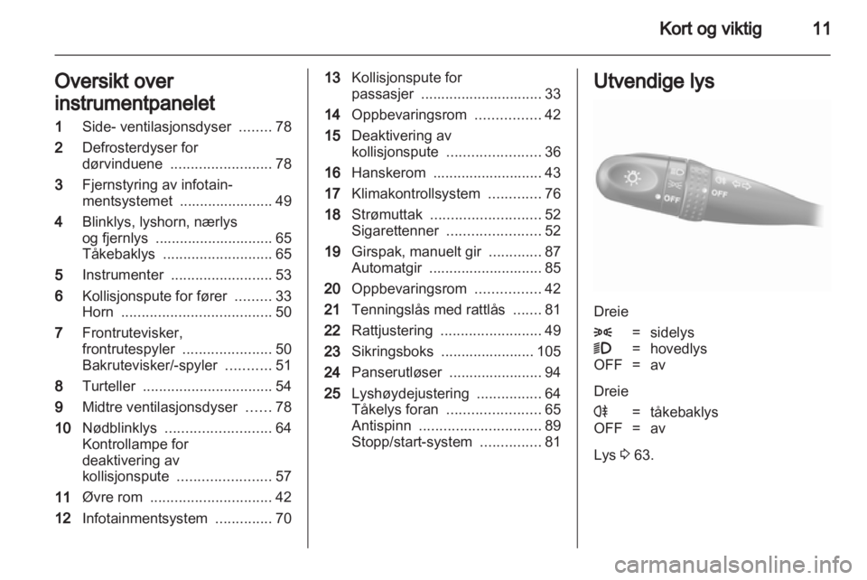 OPEL AGILA 2011  Instruksjonsbok 