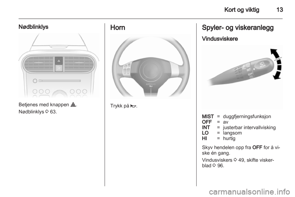 OPEL AGILA 2012  Instruksjonsbok 