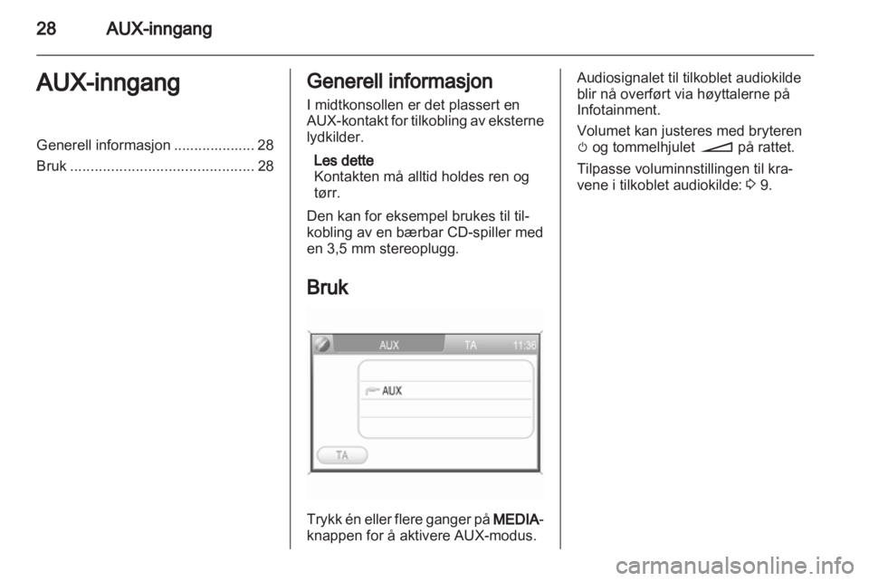 OPEL ANTARA 2012  Brukerhåndbok for infotainmentsystem 