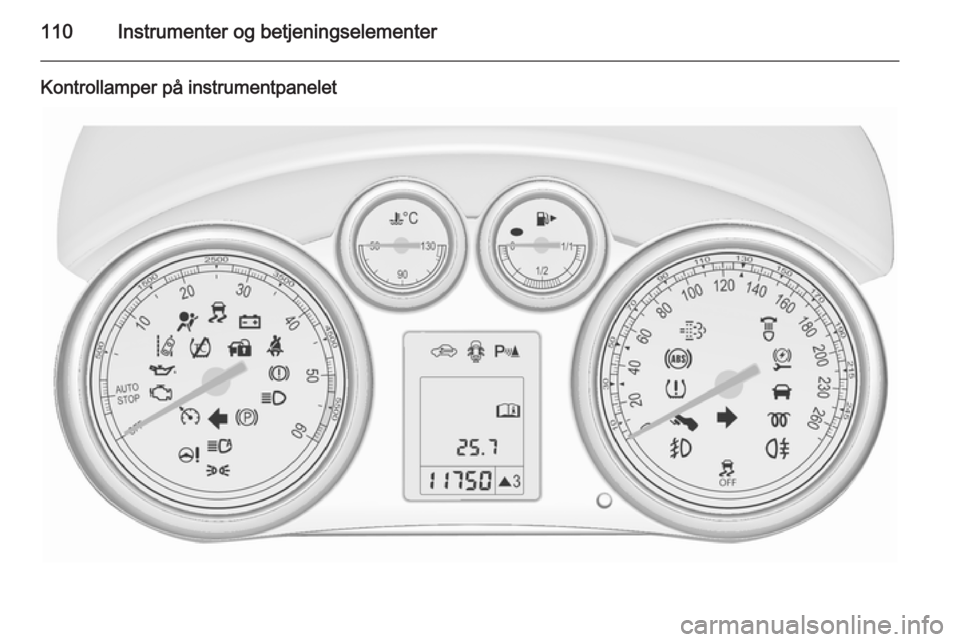 OPEL ASTRA J 2015.5 Instruksjonsbok 110Instrumenter og betjeningselementer
Kontrollamper på instrumentpanelet OPEL ASTRA J 2015.5 Instruksjonsbok 110Instrumenter og betjeningselementer
Kontrollamper på instrumentpanelet