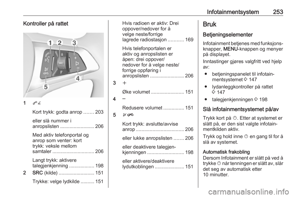 OPEL ASTRA K 2017.5  Instruksjonsbok Infotainmentsystem253Kontroller på rattet
1qw
Kort trykk: godta anrop .......203
eller slå nummer i
anropslisten ......................... 206
Med aktiv telefonportal og
anrop som venter: kort
trykk OPEL ASTRA K 2017.5  Instruksjonsbok Infotainmentsystem253Kontroller på rattet
1qw
Kort trykk: godta anrop .......203
eller slå nummer i
anropslisten ......................... 206
Med aktiv telefonportal og
anrop som venter: kort
trykk