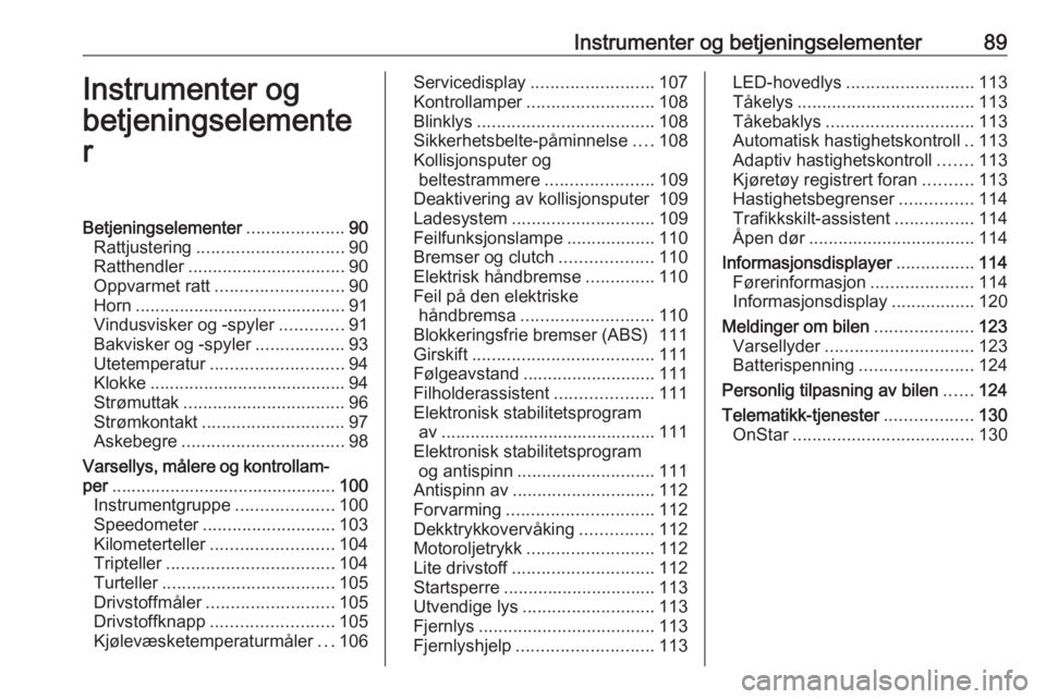 OPEL ASTRA K 2017.5  Instruksjonsbok Instrumenter og betjeningselementer89Instrumenter og
betjeningselemente
rBetjeningselementer ....................90
Rattjustering .............................. 90
Ratthendler ........................ OPEL ASTRA K 2017.5  Instruksjonsbok Instrumenter og betjeningselementer89Instrumenter og
betjeningselemente
rBetjeningselementer ....................90
Rattjustering .............................. 90
Ratthendler ........................