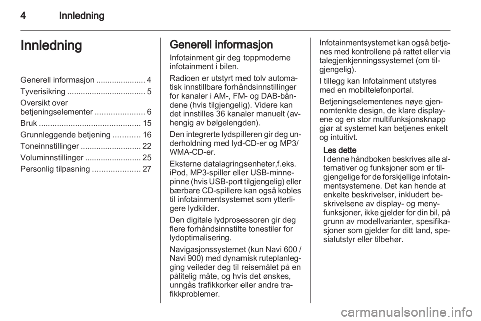 OPEL CASCADA 2013.5  Brukerhåndbok for infotainmentsystem 